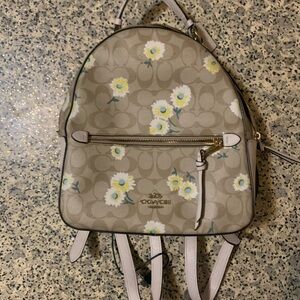 Coach Beige Backpack with Floral Pattern